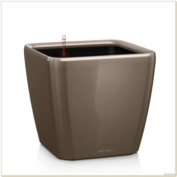 Lechuza - Doniczka Quadro LS 21 - wysokość 20,50 cm, taupe (kawa z mlekiem), połysk