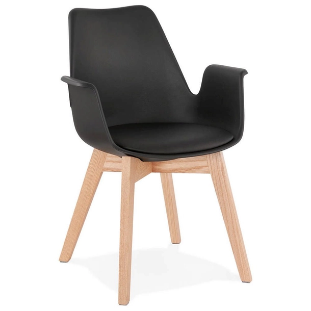 Kokoon Design - Krzesło Alcapone, czarne z drewnianymi nogami