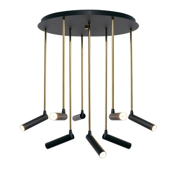 Kaspa - lampa sufitowa ośmiopunktowa Lars - średnica 48 cm, długość 60 cm, czarna